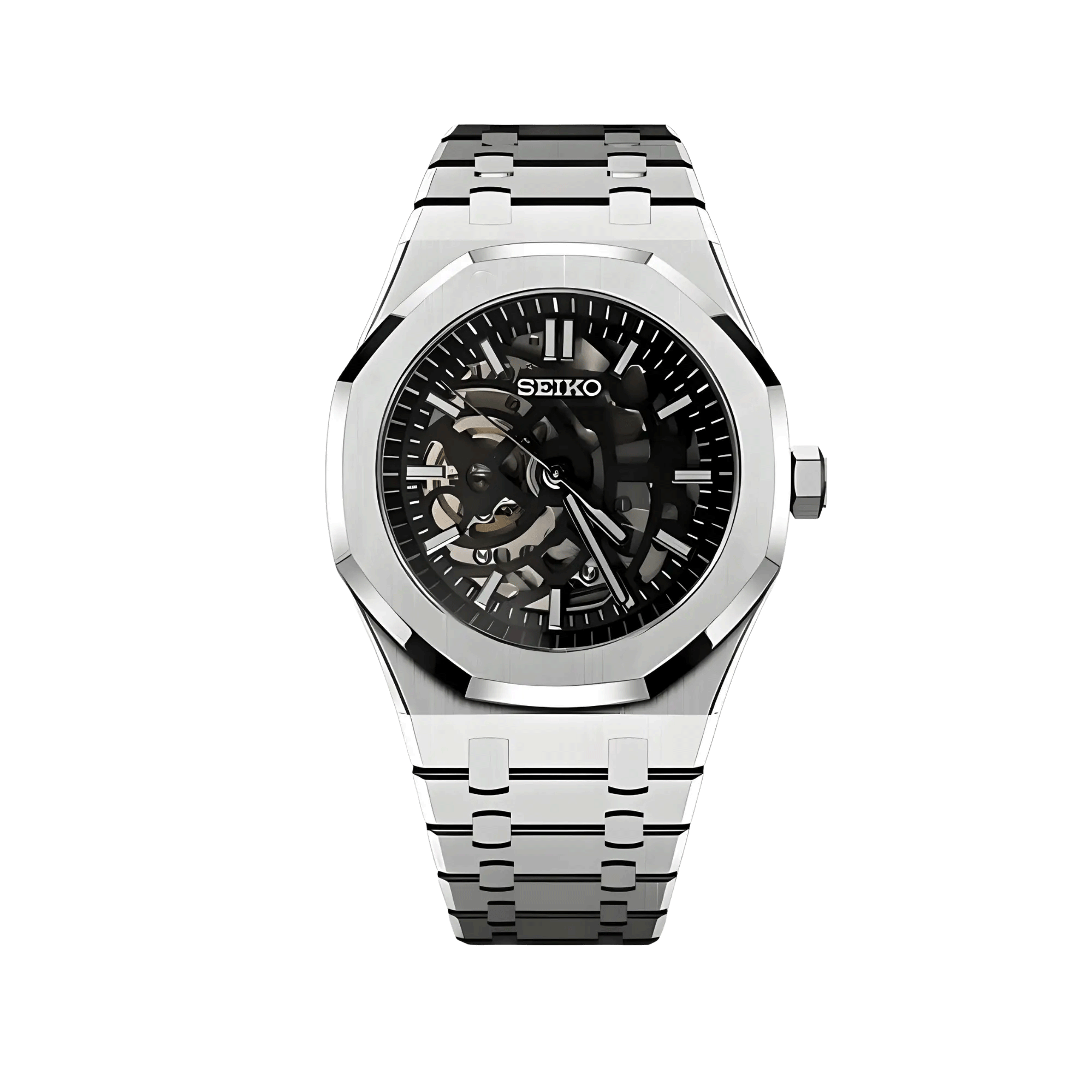 Dial Seiko Squelette Seiko Mod Royal Oak Skeleton 41mm Silver – Nomods